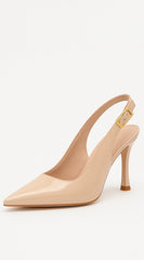 Alina Slingback Pointed Toe Pump Heels - Nude