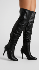 Ardelle Over Knee High Heel Boots - Black