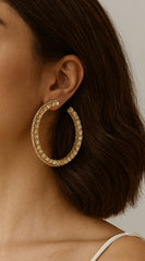 Luminous Luxe Rhinestone Jeweled Hoop Earrings - Gold