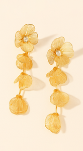 Sunset Bloom Metal Flower Earrings - Gold