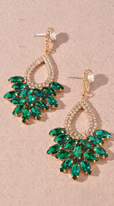 Just Look Green Rhinestone Earrings