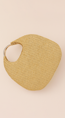 Sunhaven Faux Straw Metal Handle Hobo bag - Khaki