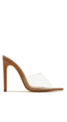 Gia Clear Pointy Toe Heels - Mocha