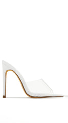 Gia Clear Pointy Toe Heels - White