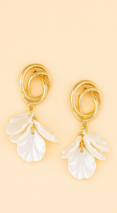 Ella Twisted Blossom Petal Drop Earrings - Ivory