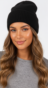 Tamara Wool Blended Beanie - Black