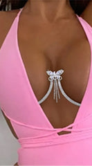 Celestia Butterfly Crystal Bra Chain - Silver