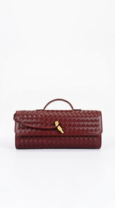 Milano Woven Clutch Handbag - Burgundy