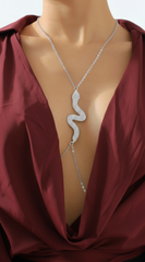 Rhinestone Snake Body Chain - Silver
