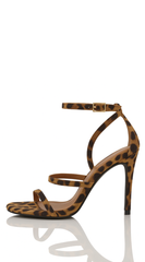 Megan Leopard Strappy Heel - Brown
