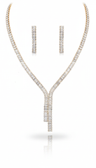 Azara Rhinestone Earring And Necklace Set - Gold