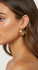Timeless Twine Double Metal Hoop Earrings - Gold