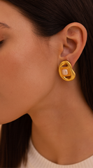 Izzy Cubic Stone Pearl Earrings - Gold