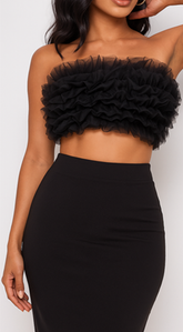 Ryan Mesh Tulle Tube Top - Black