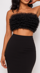 Ryan Mesh Tulle Tube Top - Black
