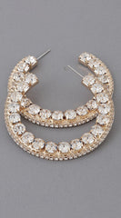 Luminous Luxe Rhinestone Jeweled Hoop Earrings - Gold