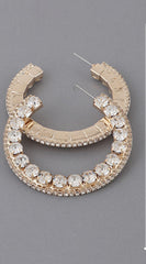 Luminous Luxe Rhinestone Jeweled Hoop Earrings - Gold