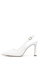 Riana Slingback Pointed Toe Pump Heels - White