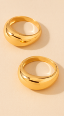 Lustre Dome Duo 2 piece Ring Set - Gold