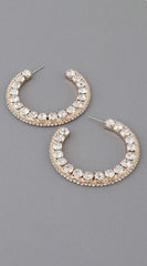 Luminous Luxe Rhinestone Jeweled Hoop Earrings - Gold