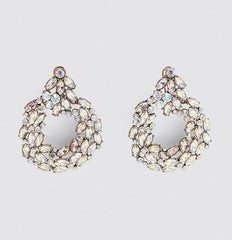 Round Gold Crystal Drop Earrings