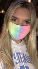 Pink Neon Yellow Multi Color Tie Dye Reusable Mask