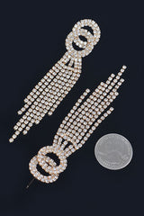 Outshining Rhinestone Gold Tassel Drop Earrings