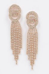 Outshining Rhinestone Gold Tassel Drop Earrings