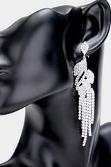 Crystal Leaf Drop Rhinestone Earrings