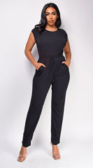 Novi Black Tie Waist Jumpsuit