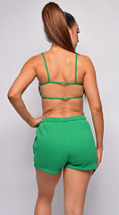 Essential Green Shorts & Crop Top Lounge Set
