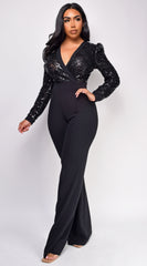 Lori Black Sequin Jumpsuit