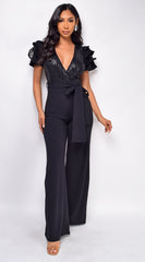Laila Black Sequin Jumpsuit