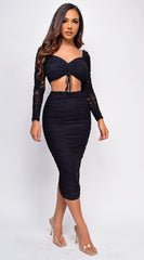 Kora Black Ruched Mesh Set