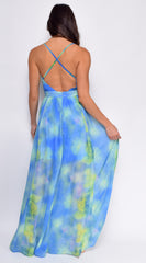 Sari Blue Multi Tie Dye Maxi Dress