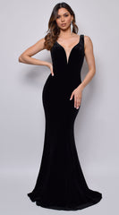 Joella Black Velvet Gown Dress