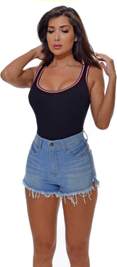 Delain Light Blue Frayed Denim Shorts - Emprada