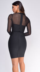 Hadley Black Mesh Sleeves Bandage Dress