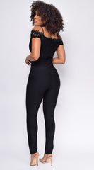Escalia Black Lace Bandage Jumpsuit