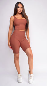 Elise Brown Ribbed Active Set