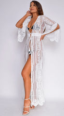 Samaria White Lace Bell Sleeve Cover Up