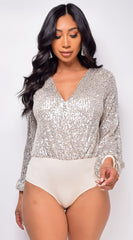 Harlow Silver Sequin Bodysuit