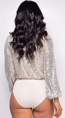 Harlow Silver Sequin Bodysuit