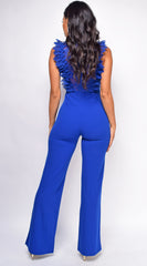 Vanna Crochet Flared leg Jumpsuit - Blue