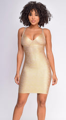 Azariah Gold Bandage Dress