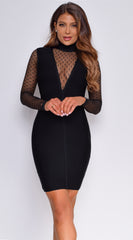 Cressida Black Mesh Deep V Neck Bandage Dress