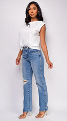 Riri Basic Crew Neck Muscle Top - White