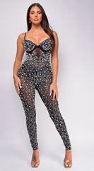 Neliah Black Pearl Studded Jumpsuit