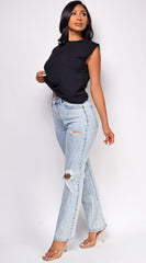 Riri Basic Crew Neck Muscle Top - Black