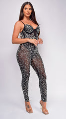 Neliah Black Pearl Studded Jumpsuit